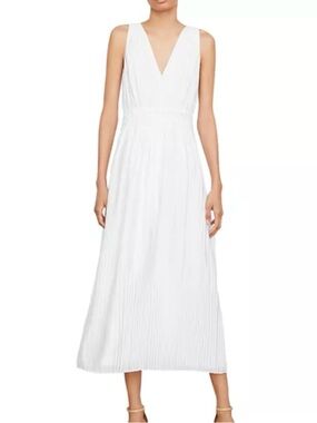 Vince White Sleeveless V-Neck Maxi Dress